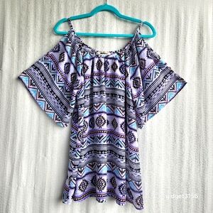 NWOT TRIBAL COLD-SHOULDER CHIFFON SWIM COVER-UP BY MIKEN - SIZE SMALL